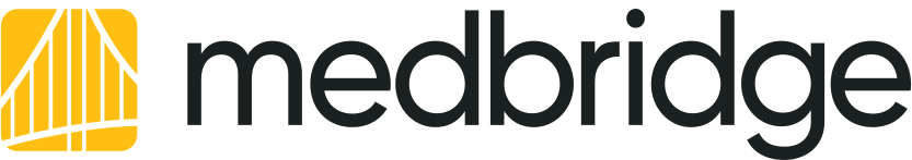Medbridge logo with a yellow and white abstract icon and "medbridge" in bold black lowercase letters.
